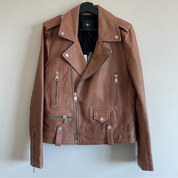 7 For All Mankind Genuine Leather Moto Jacket - Picture 1 of 7